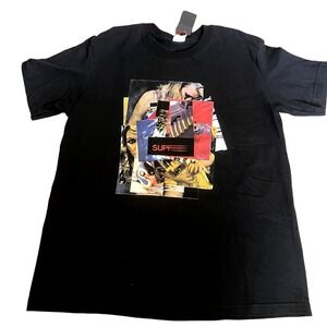 Authentic Supreme Black T Shirt with Graphic on Front Size M